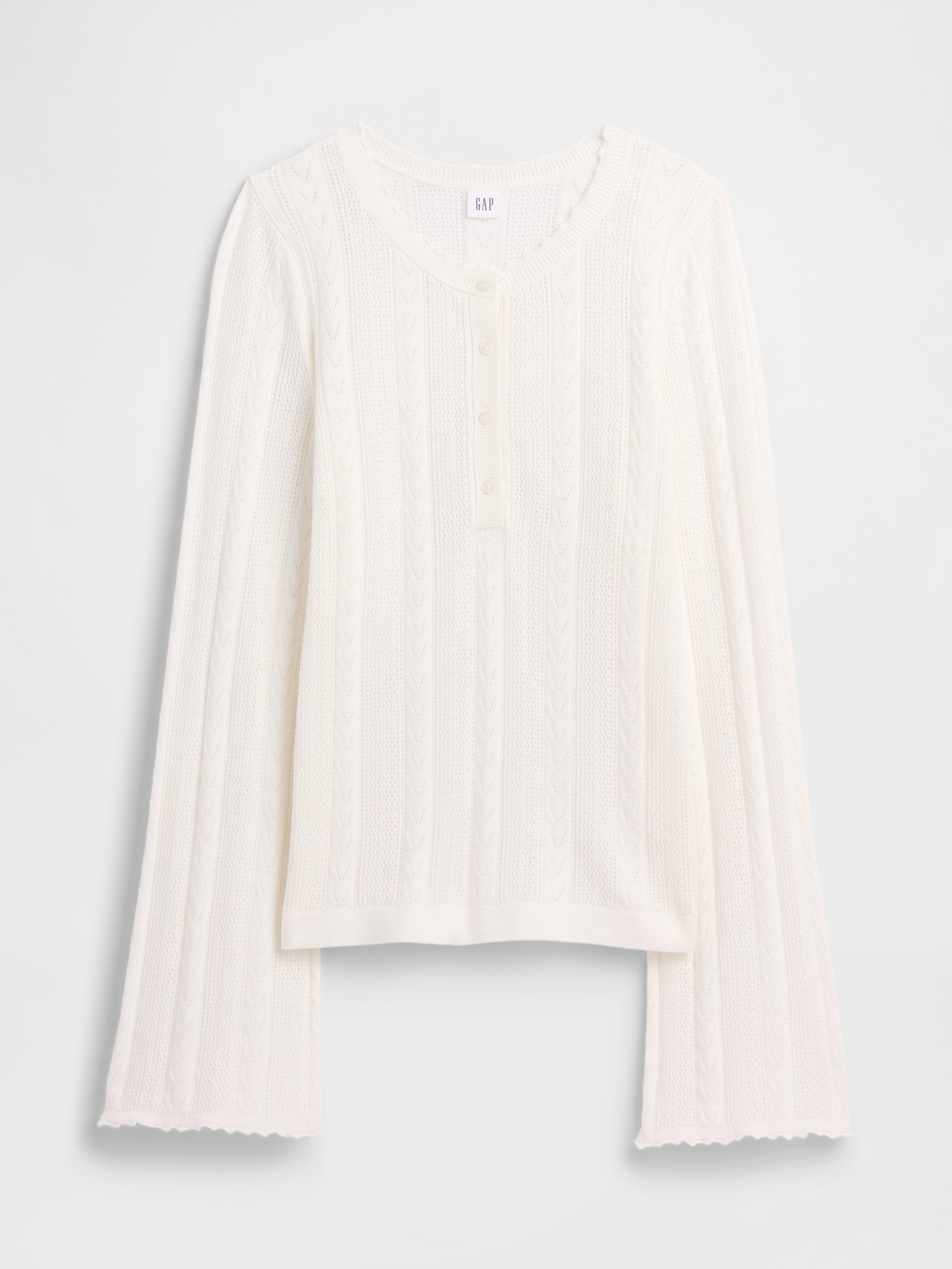 Gap Factory Pointelle Henley Top In White