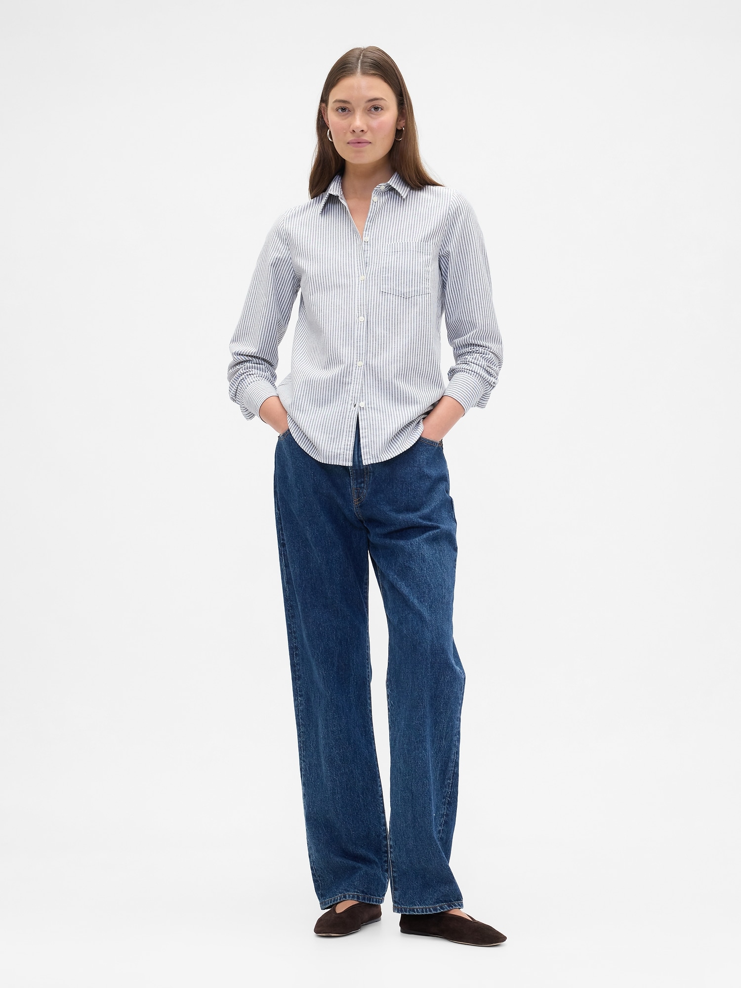 Gap Factory Classic Oxford Shirt In Blue