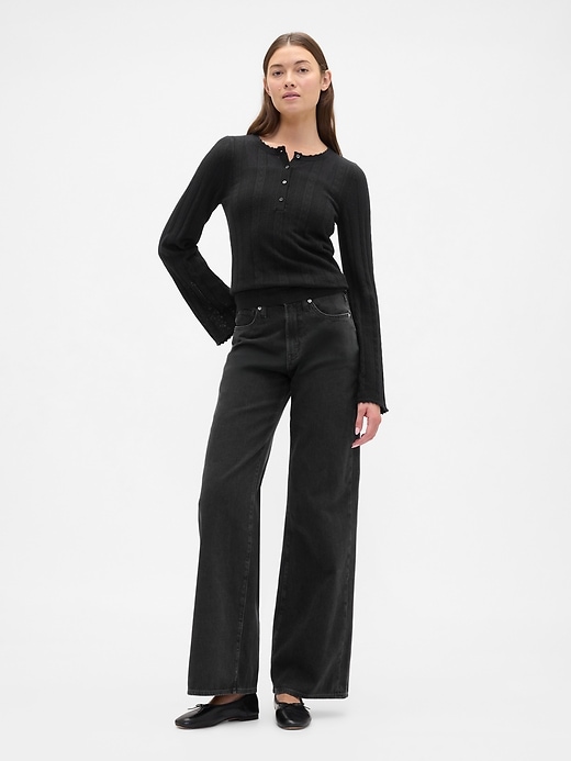 Image number 3 showing, Pointelle Henley Top