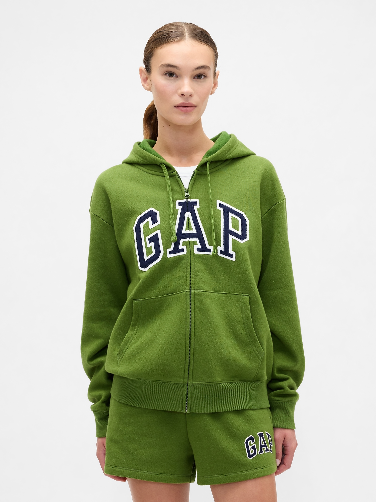 Relaxed Gap Logo Zip Hoodie - Green