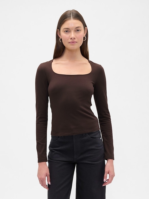 Image number 1 showing, Stretch Jersey Scoopneck Top