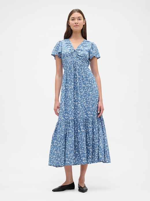 Image number 1 showing, Ruched V-Neck Maxi Dress