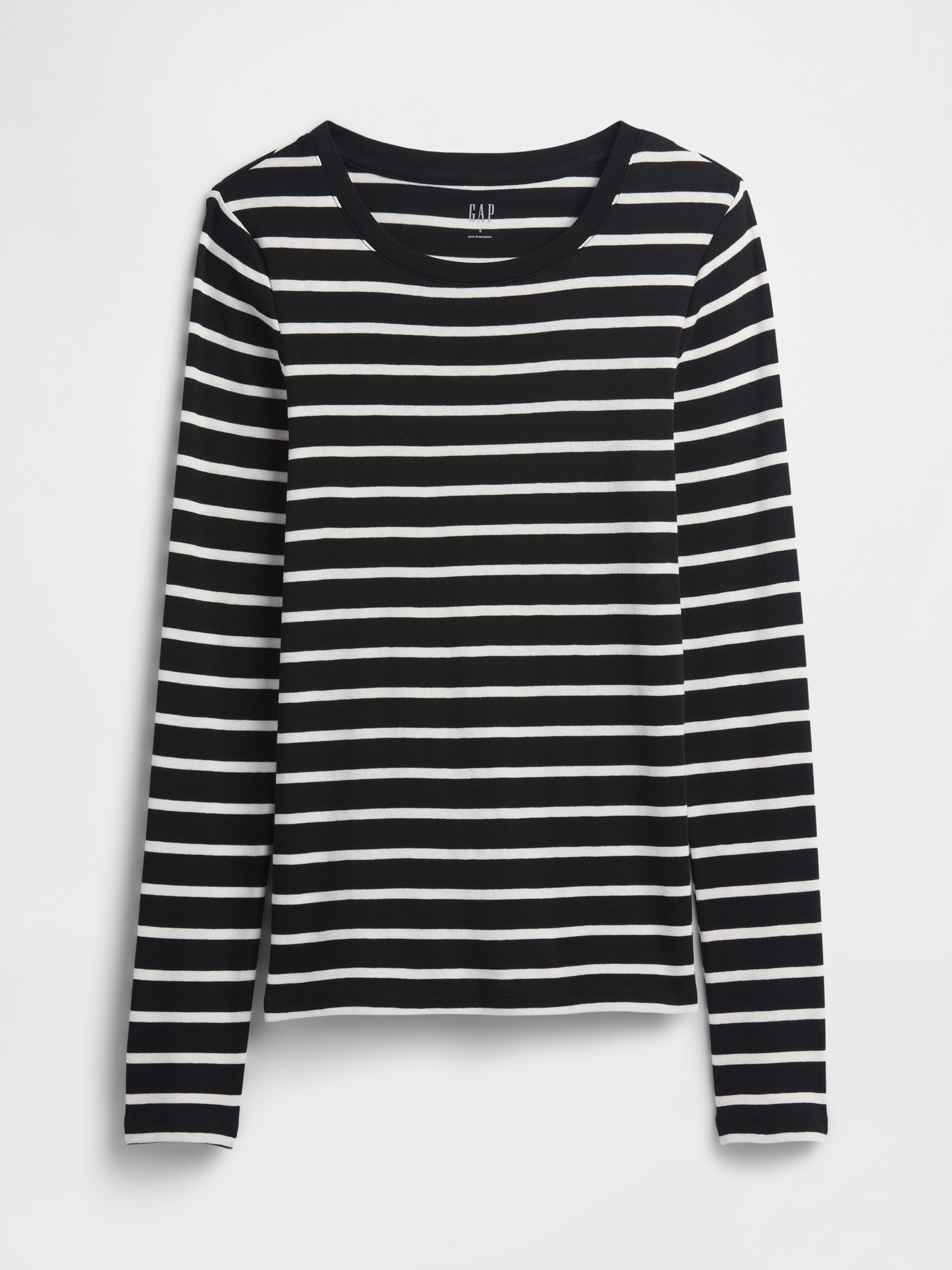 Gap Factory Modern Ribbed Stripe Crewneck T-shirt In Black