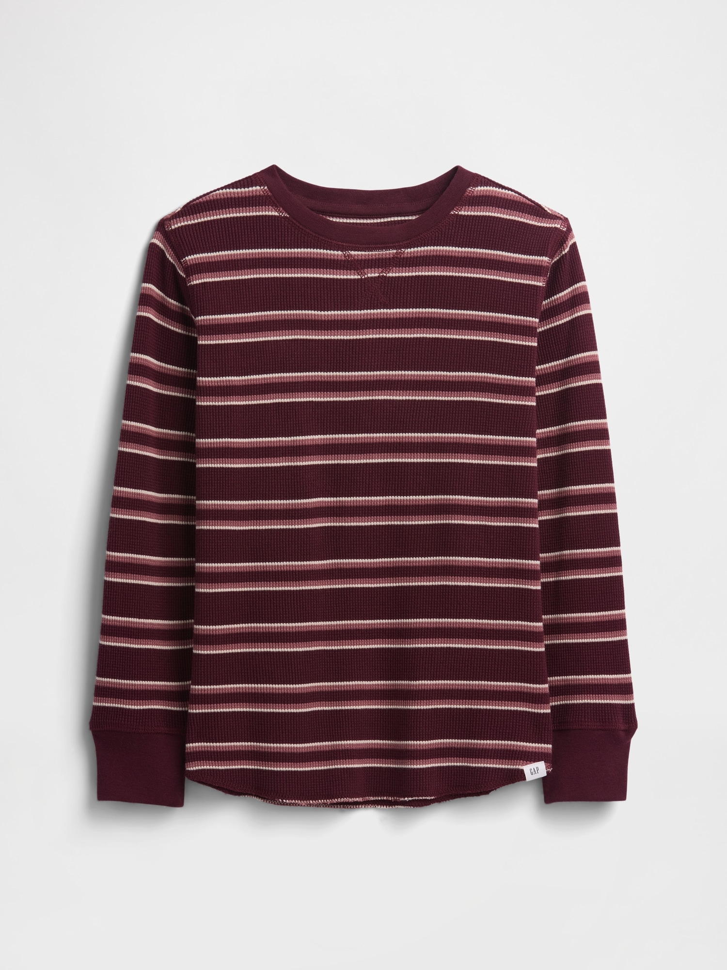 Kids Stripe Waffle-Knit T-Shirt - Red Stripes