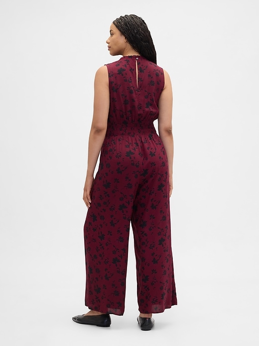 Image number 5 showing, Smocked Wide-Leg V-Neck Jumpsuit