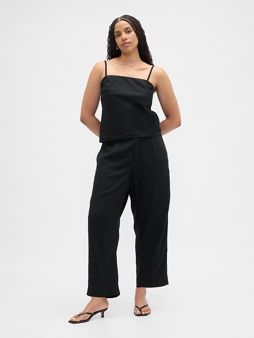 Image number 5 showing, Mid Rise Linen-Blend Barrel Pants