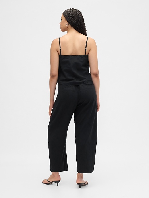 Image number 6 showing, Mid Rise Linen-Blend Barrel Pants