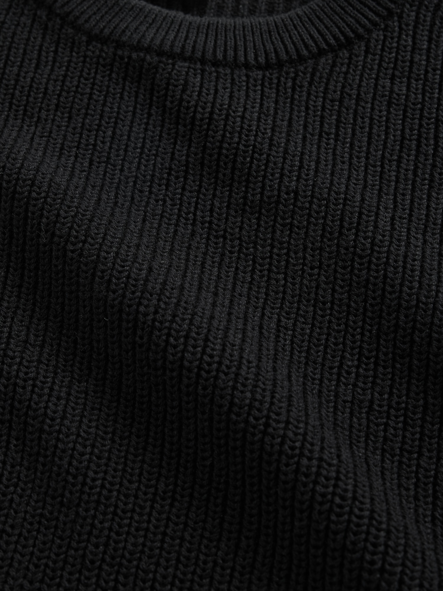 Gap Factory Kids Relaxed Shaker-stitch Crewneck Sweater In Black