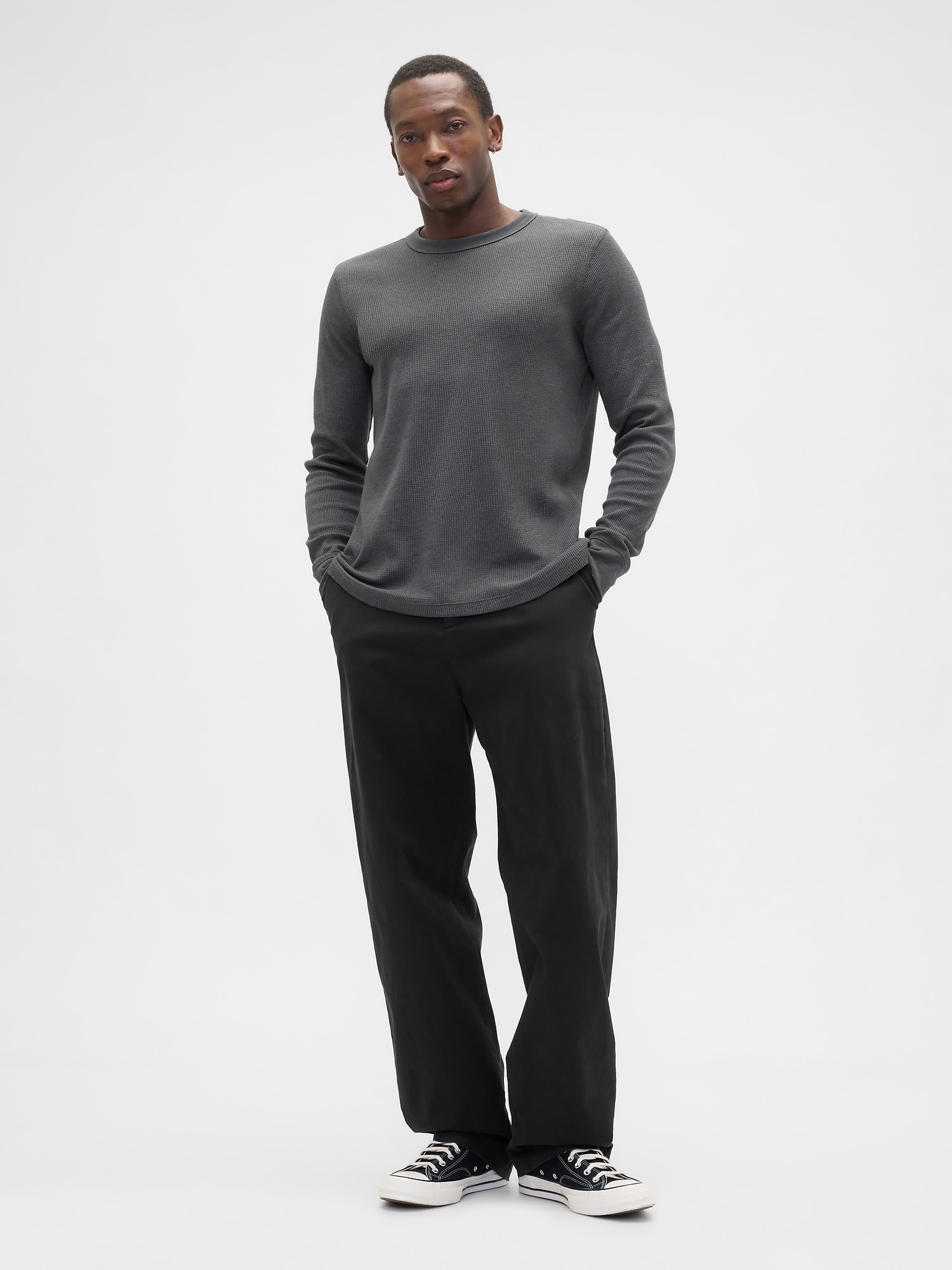 Gap Factory Waffle-knit Crewneck T-shirt In Gray