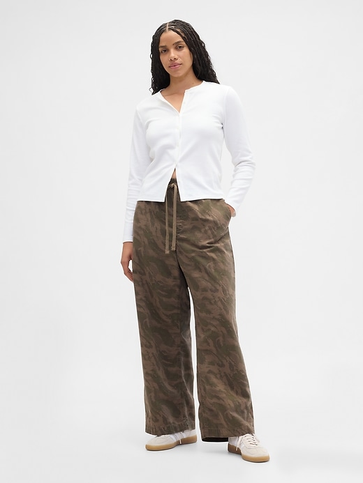 Image number 5 showing, High Rise Pull-On Print Wide-Leg Jeans