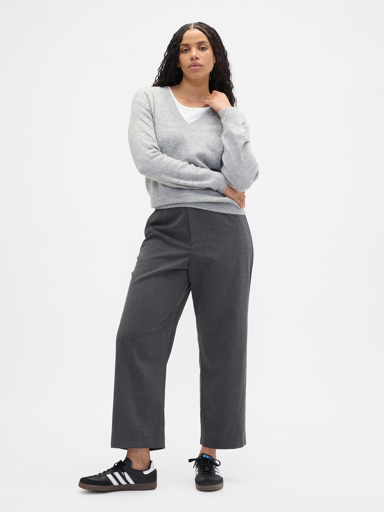 Gap Factory Recycled High Rise Straight-leg Pants In Gray