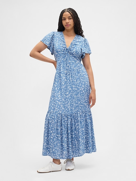 Image number 4 showing, Ruched V-Neck Maxi Dress