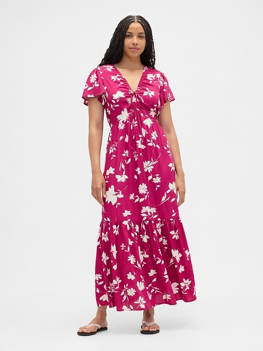 Image number 4 showing, Ruched V-Neck Maxi Dress