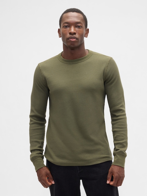 Waffle-Knit Crewneck T-Shirt