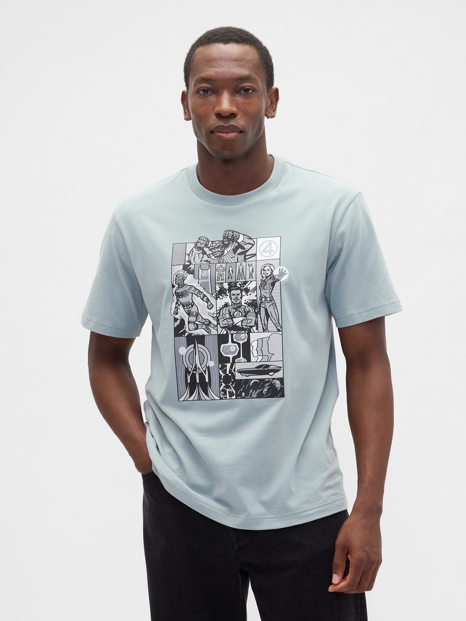 Marvel Fantastic Four Everyday Soft Relaxed Graphic T-Shirt - Iceberg Green