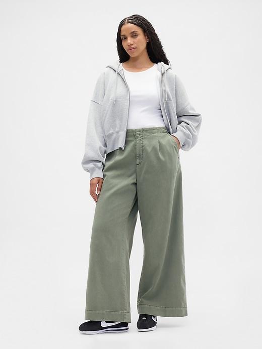 Image number 5 showing, High Rise Pleated Relaxed Wide-Leg Khakis