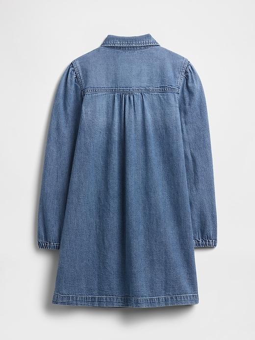 Image number 2 showing, Kids Puff Sleeve Denim Dress