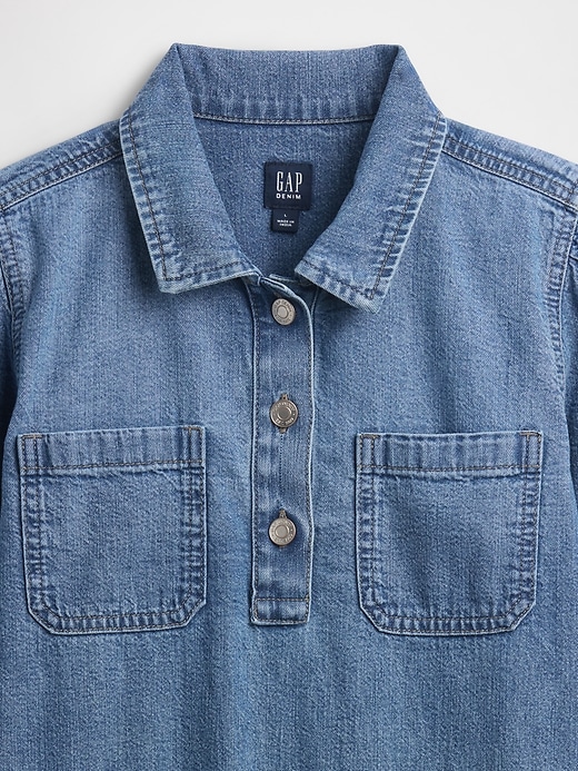 Image number 3 showing, Kids Puff Sleeve Denim Dress
