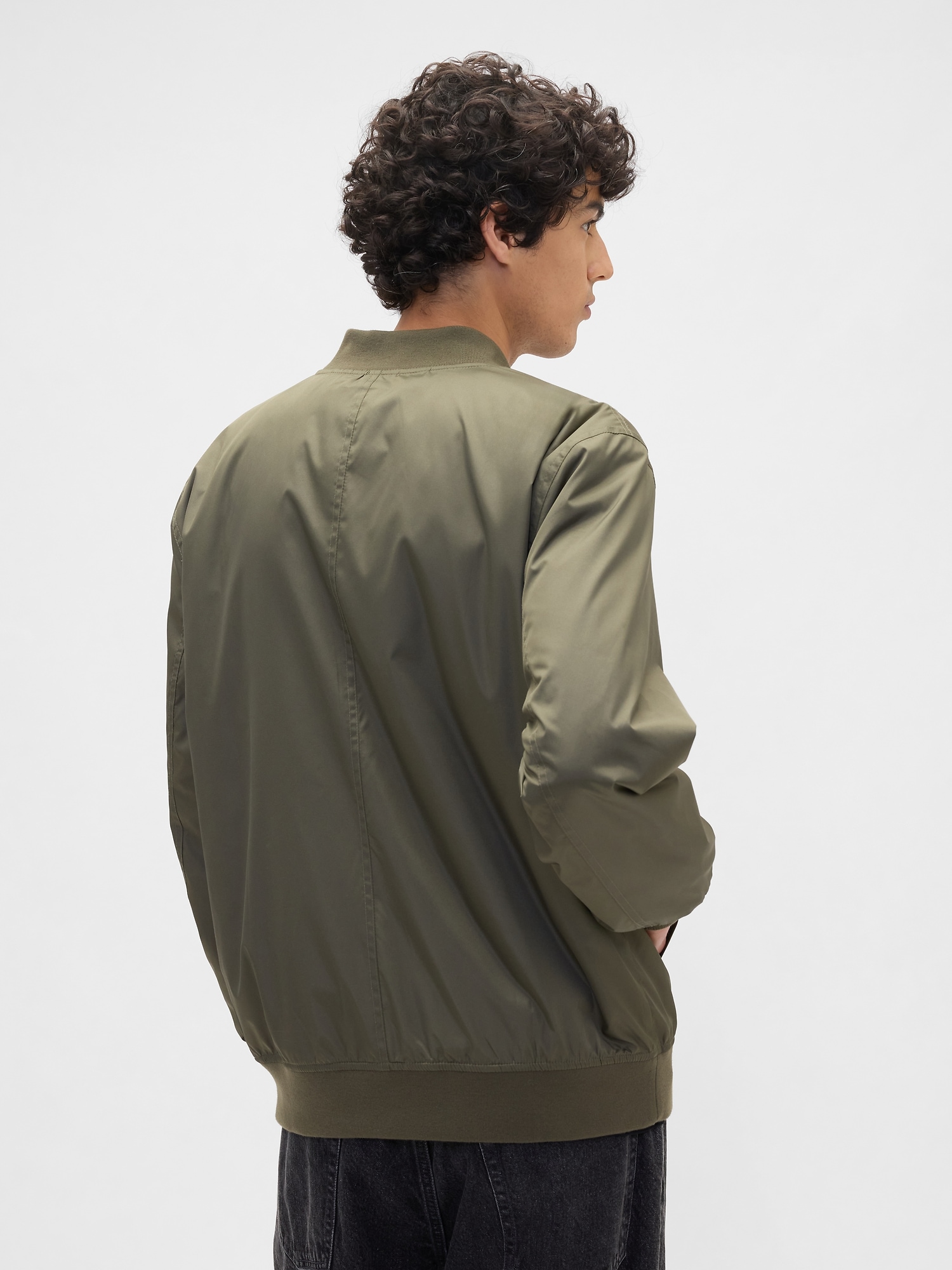 Gap Factory 100% Recycled Relaxed Ripstop Bomber Jacket In Green