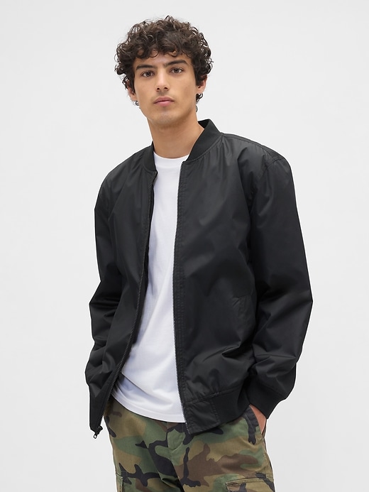 Image number 1 showing, 100% Recycled Relaxed Ripstop Bomber Jacket