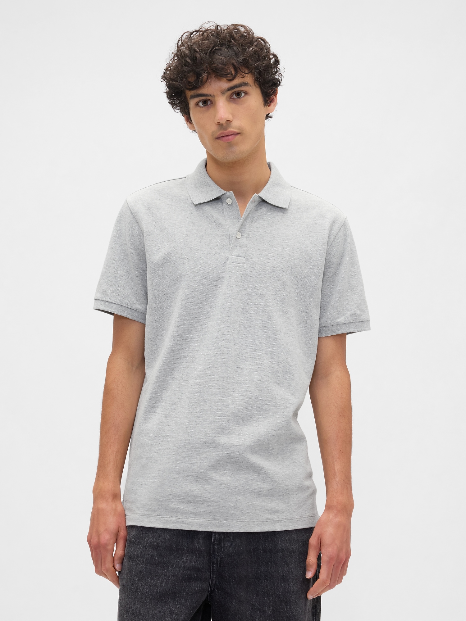 Stretch Pique Polo Shirt - Grey