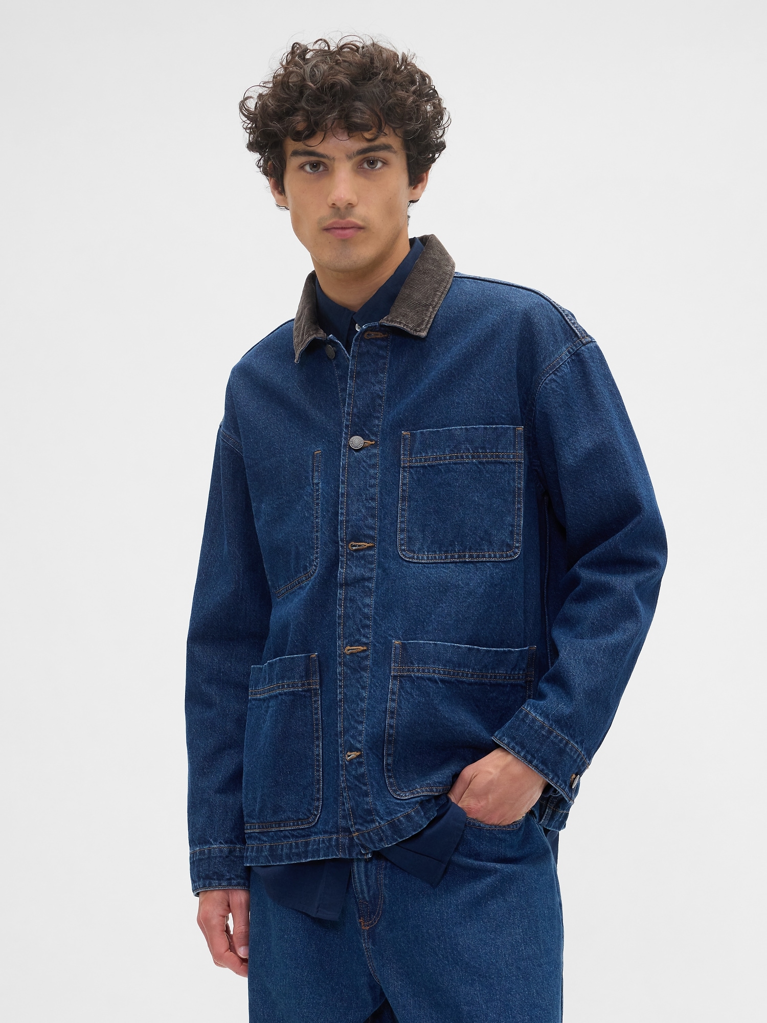 Relaxed Denim Barn Jacket - Dark Rinse