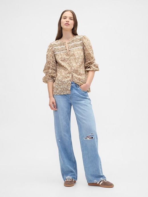 Image number 3 showing, Relaxed Puff Sleeve Lace Top