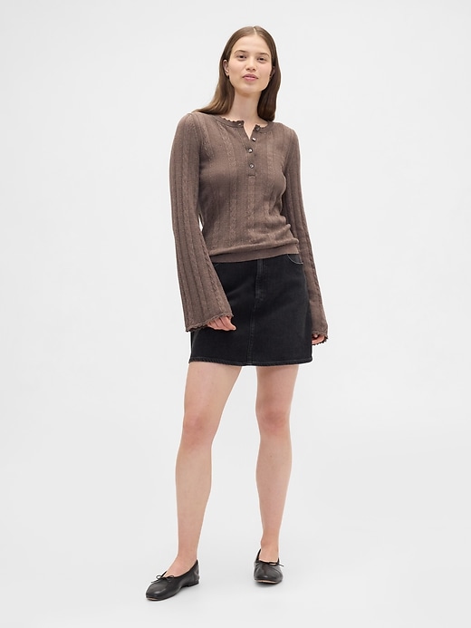 Image number 3 showing, Pointelle Henley Top