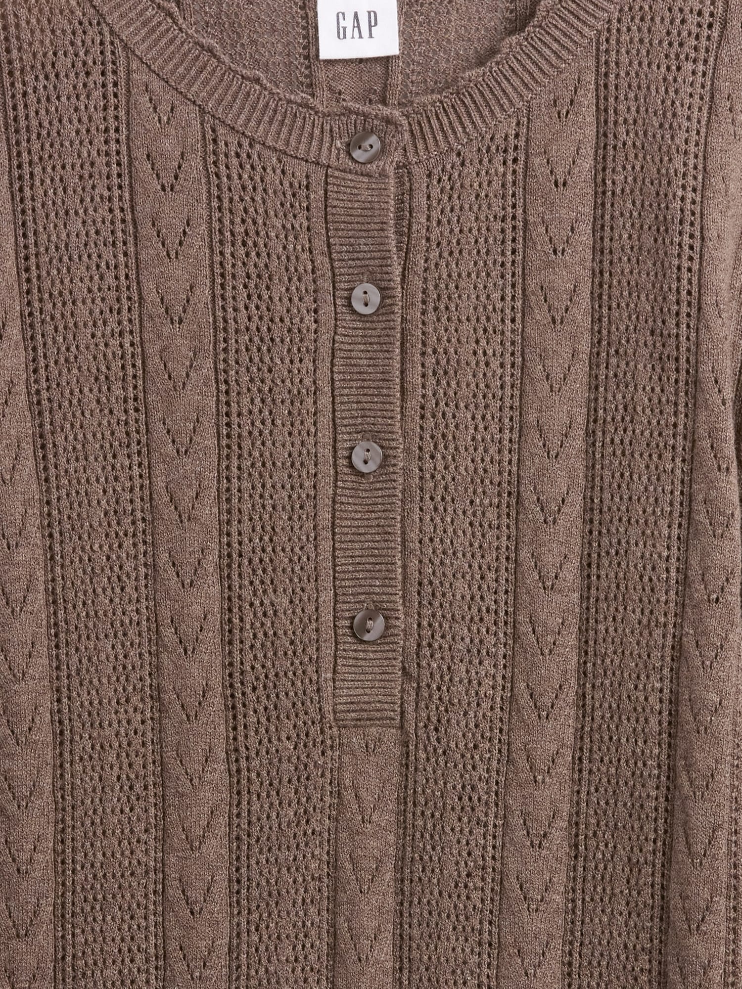 Gap Factory Pointelle Henley Top In Brown