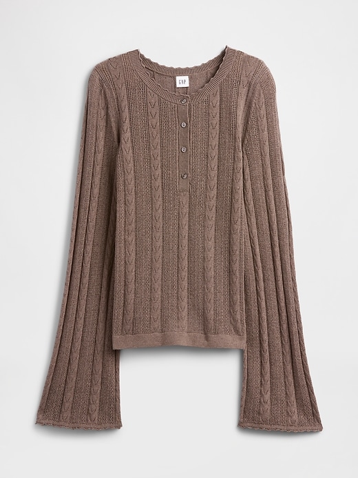 Image number 5 showing, Pointelle Henley Top