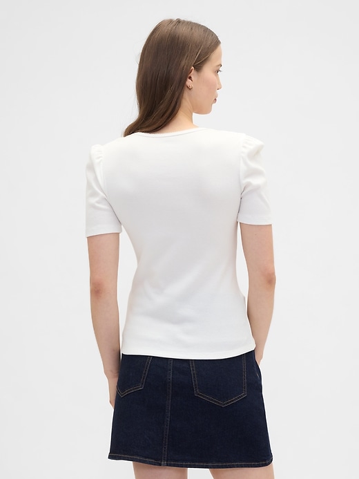 Image number 2 showing, Ribbed Scoopneck Puff Sleeve Top