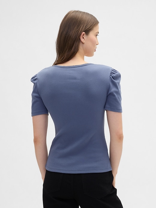 Image number 2 showing, Ribbed Scoopneck Puff Sleeve Top
