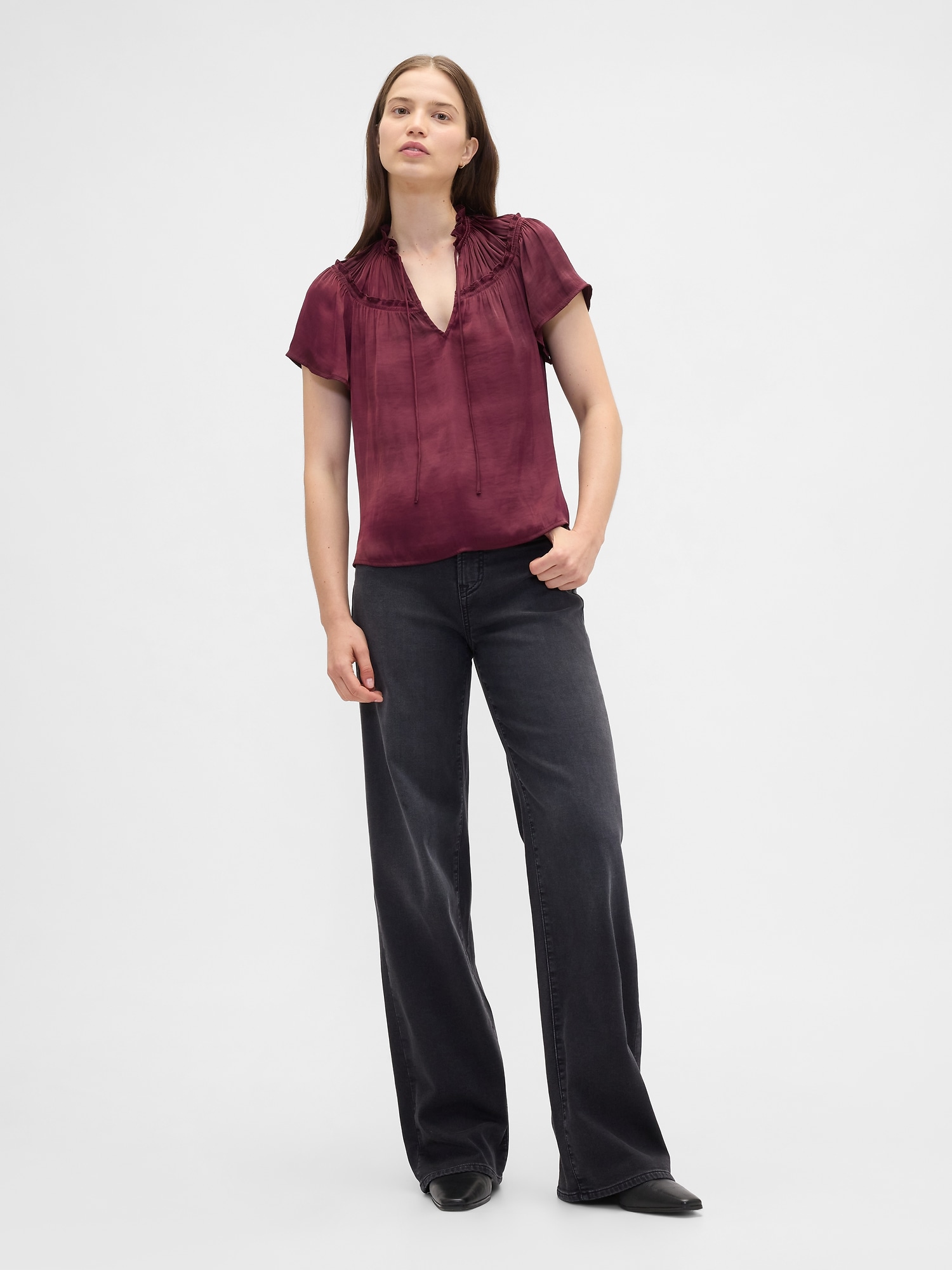 Gap Factory 100% Recycled Relaxed Splitneck Top In Red