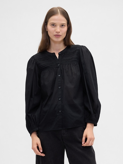 Image number 1 showing, Relaxed Puff Sleeve Lace Top