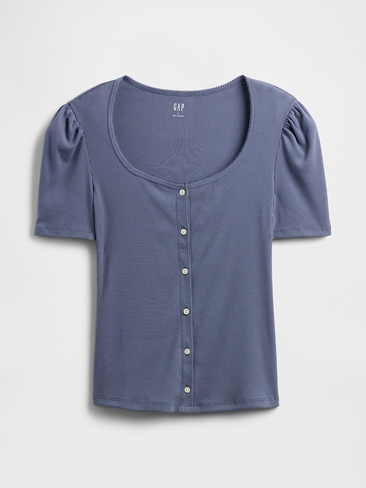 Image number 5 showing, Ribbed Scoopneck Puff Sleeve Top