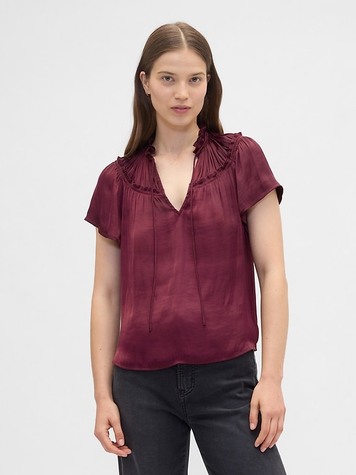 Image number 1 showing, 100% Recycled Relaxed Splitneck Top