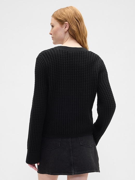 Image number 2 showing, Relaxed Waffle-Knit Cardigan