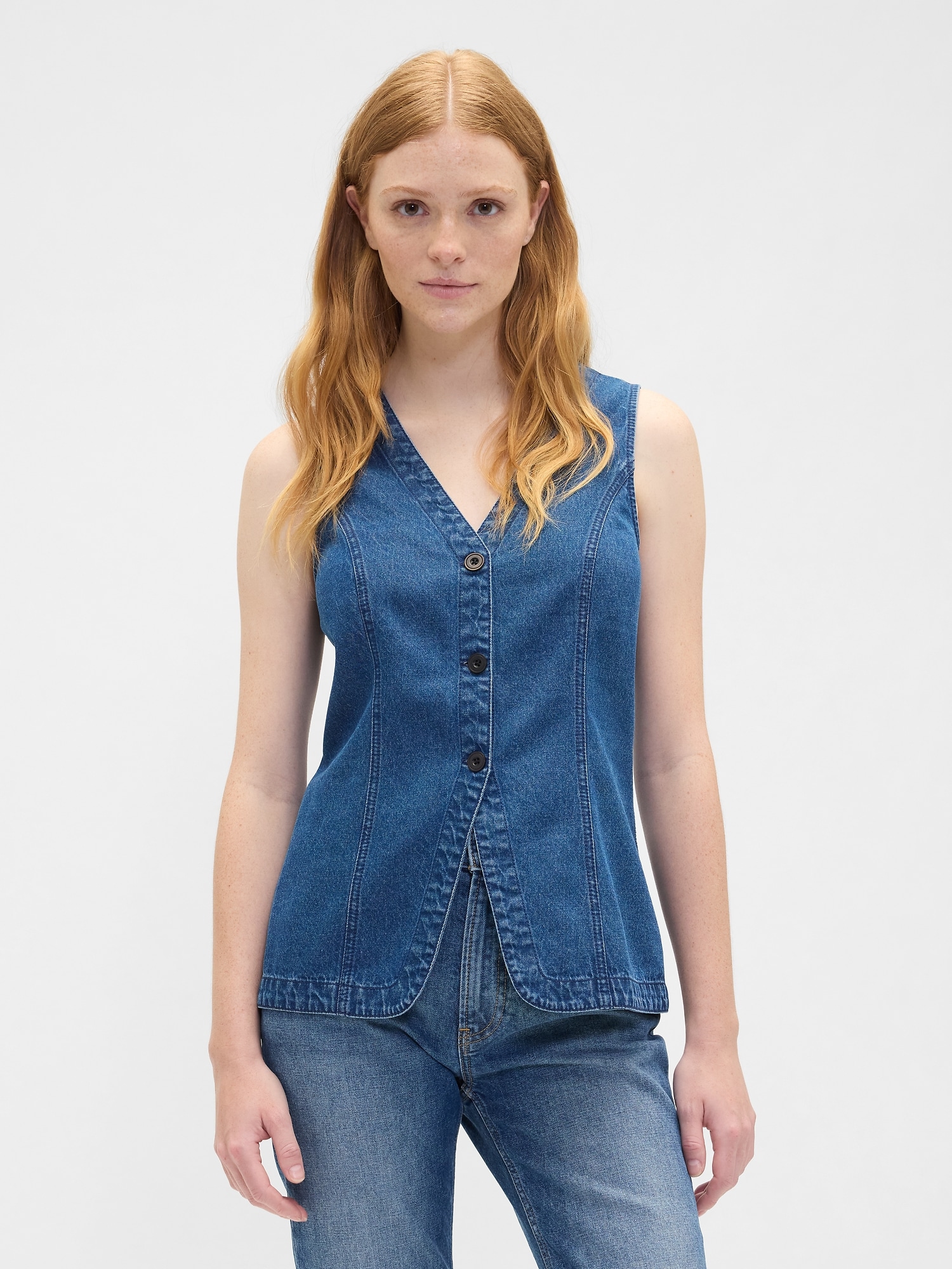 Longline Denim Vest