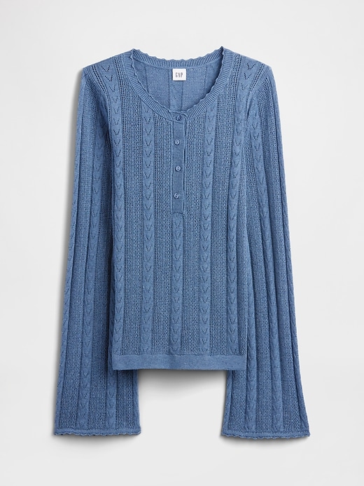 Image number 5 showing, Pointelle Henley Top
