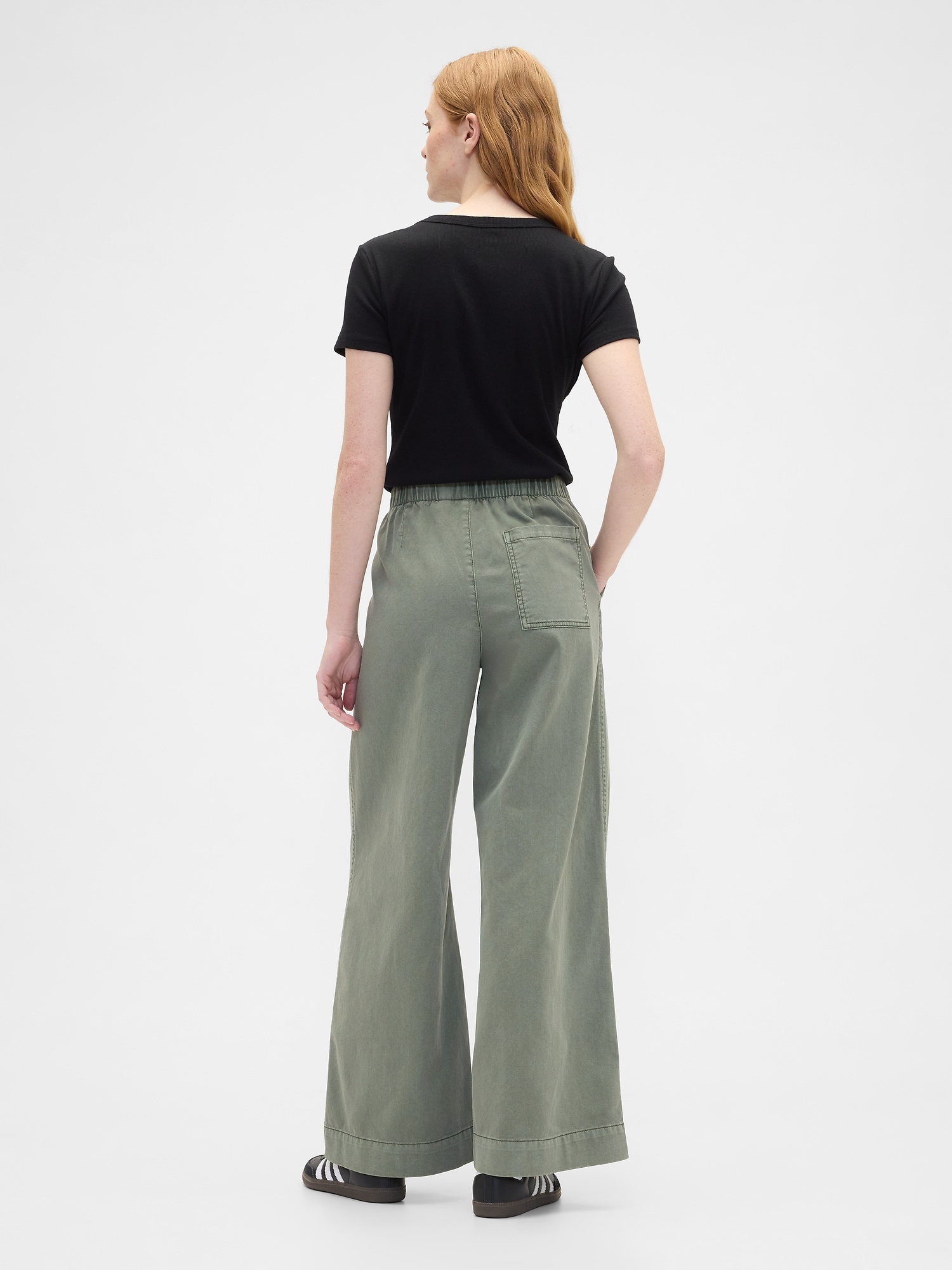 Gap Factory High Rise Pleated Relaxed Wide-leg Khakis In Green