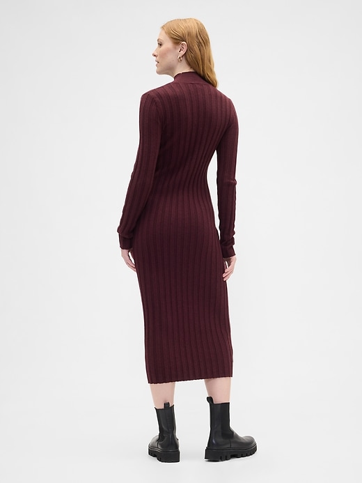 Image number 2 showing, CashSoft Ribbed Mockneck Midi Dress