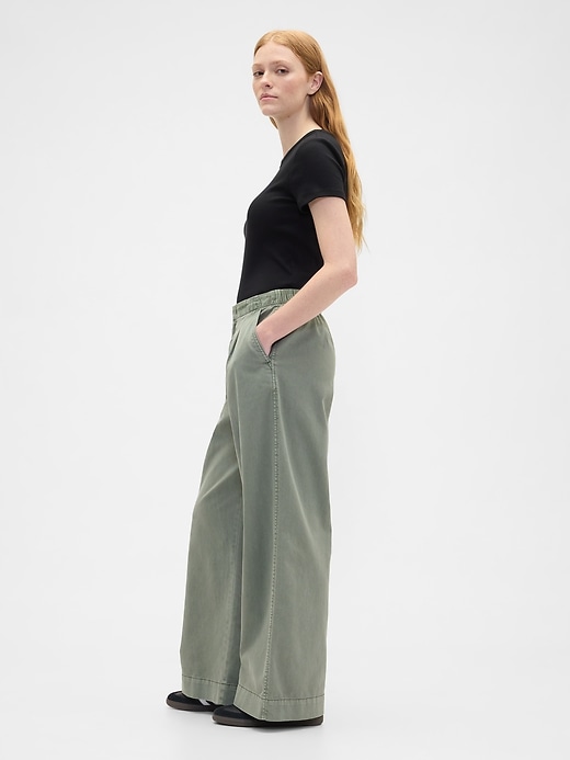 Image number 3 showing, High Rise Pleated Relaxed Wide-Leg Khakis