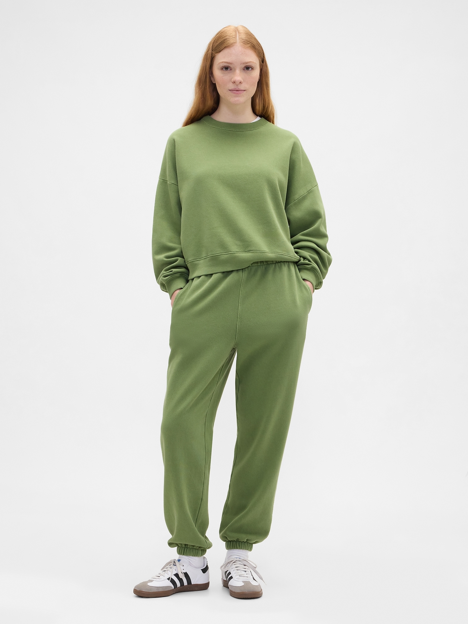 Gap Factory Relaxed Wedge Crewneck Sweatshirt In Green