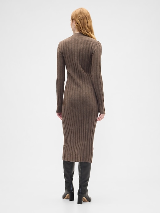 Image number 2 showing, CashSoft Ribbed Mockneck Midi Dress