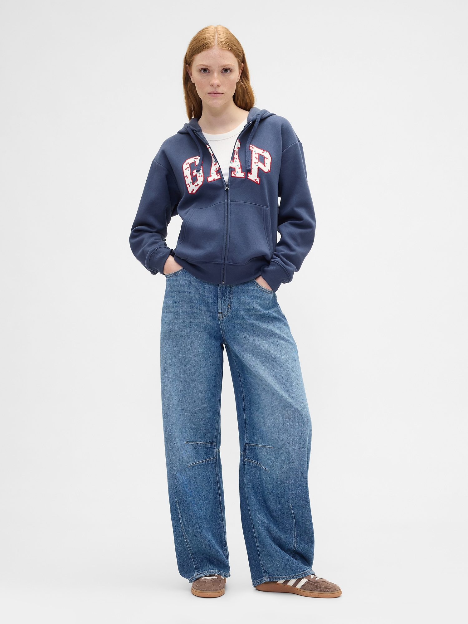 Gap Factory Relaxed Gap Logo Zip Hoodie In Blue