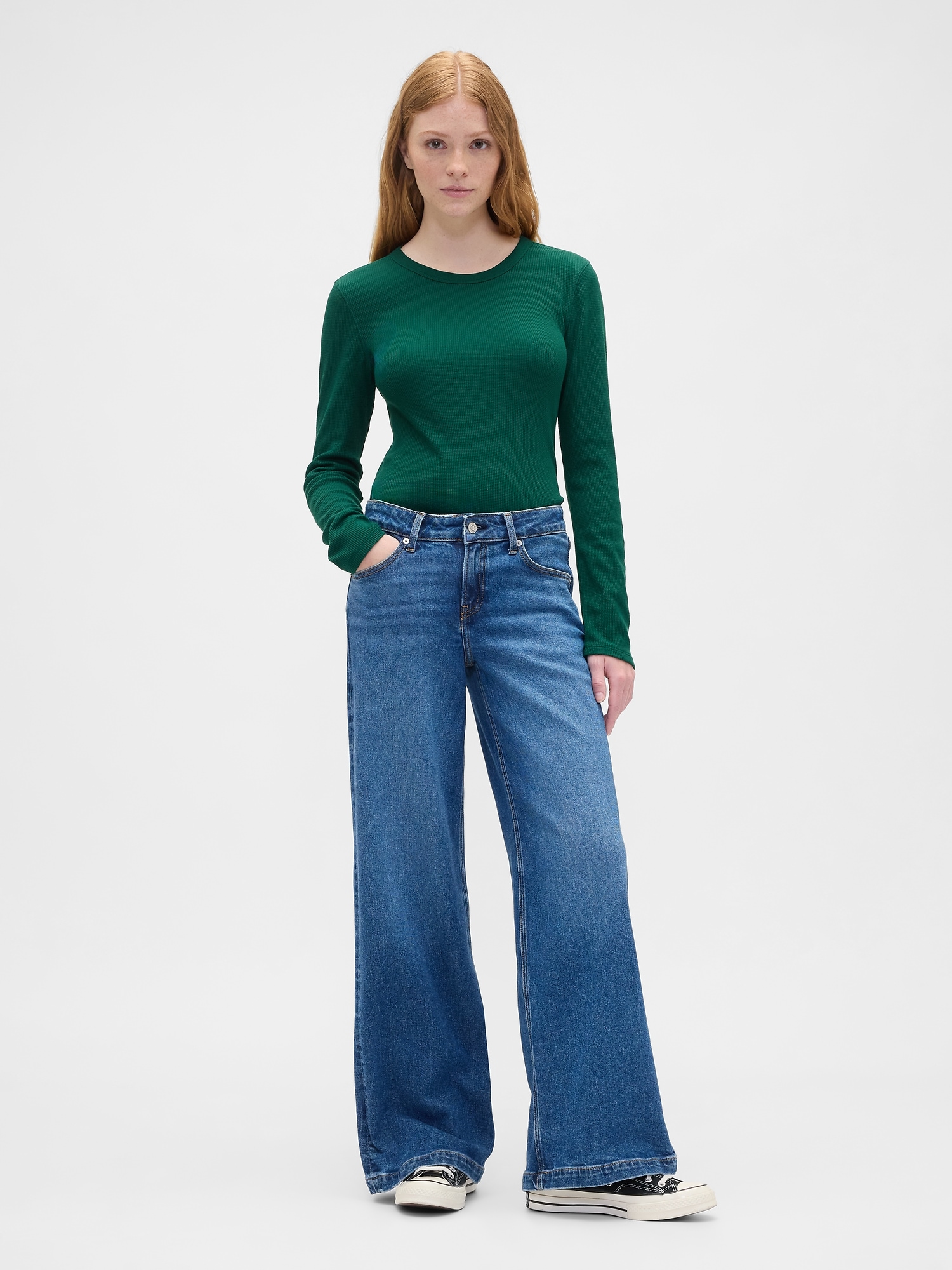 Gap Factory Waffle-knit Crewneck T-shirt In Green