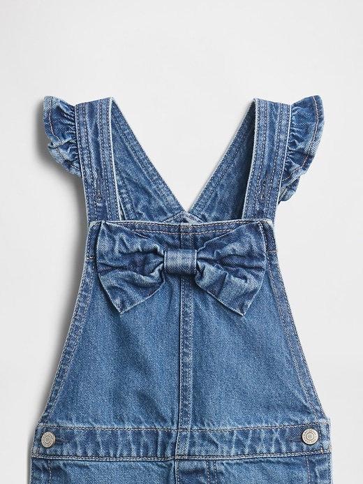 Image number 3 showing, Toddler Denim Bow Overalls
