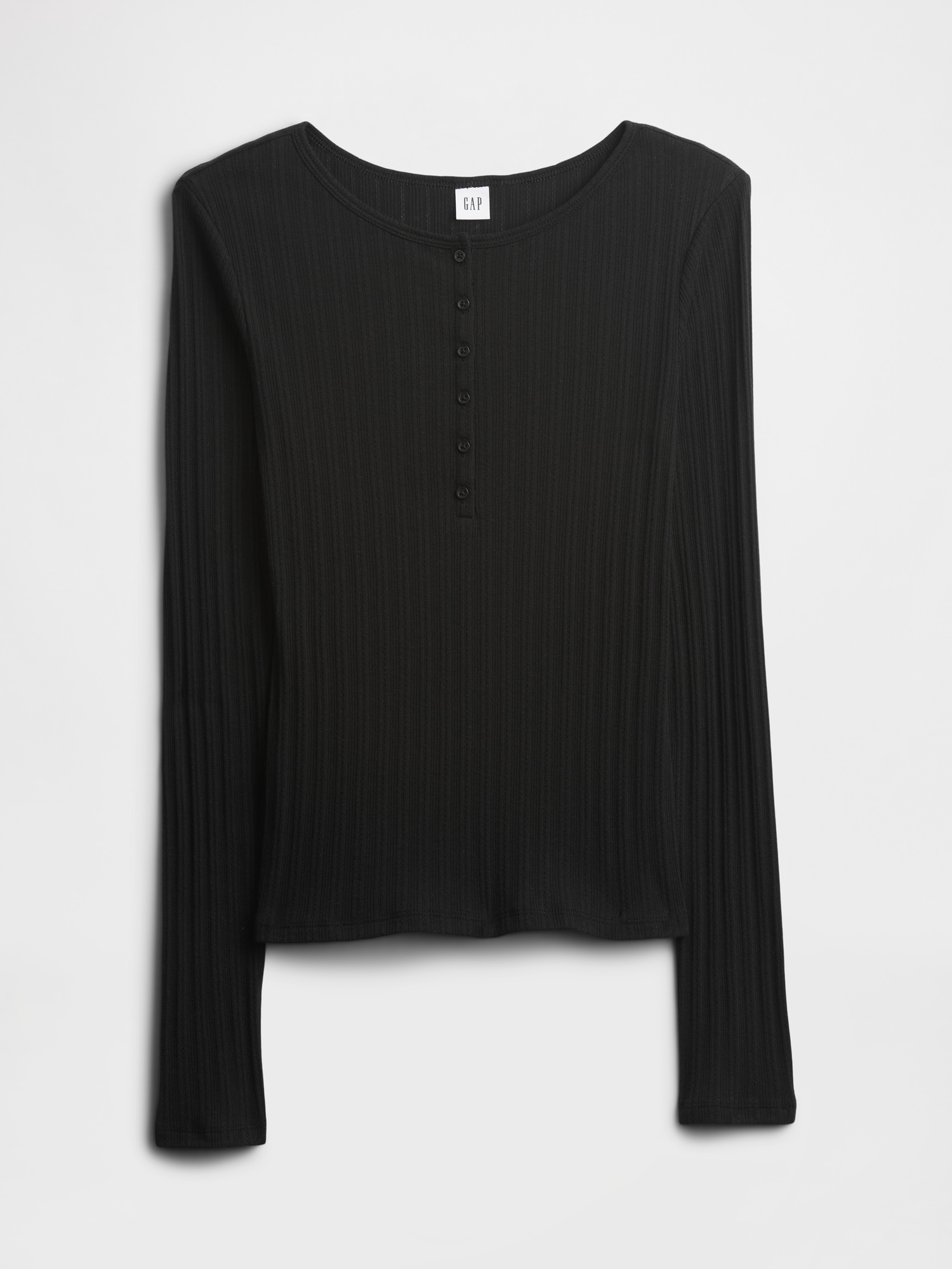 Gap Factory Ribbed Pointelle Henley T-shirt In Blue