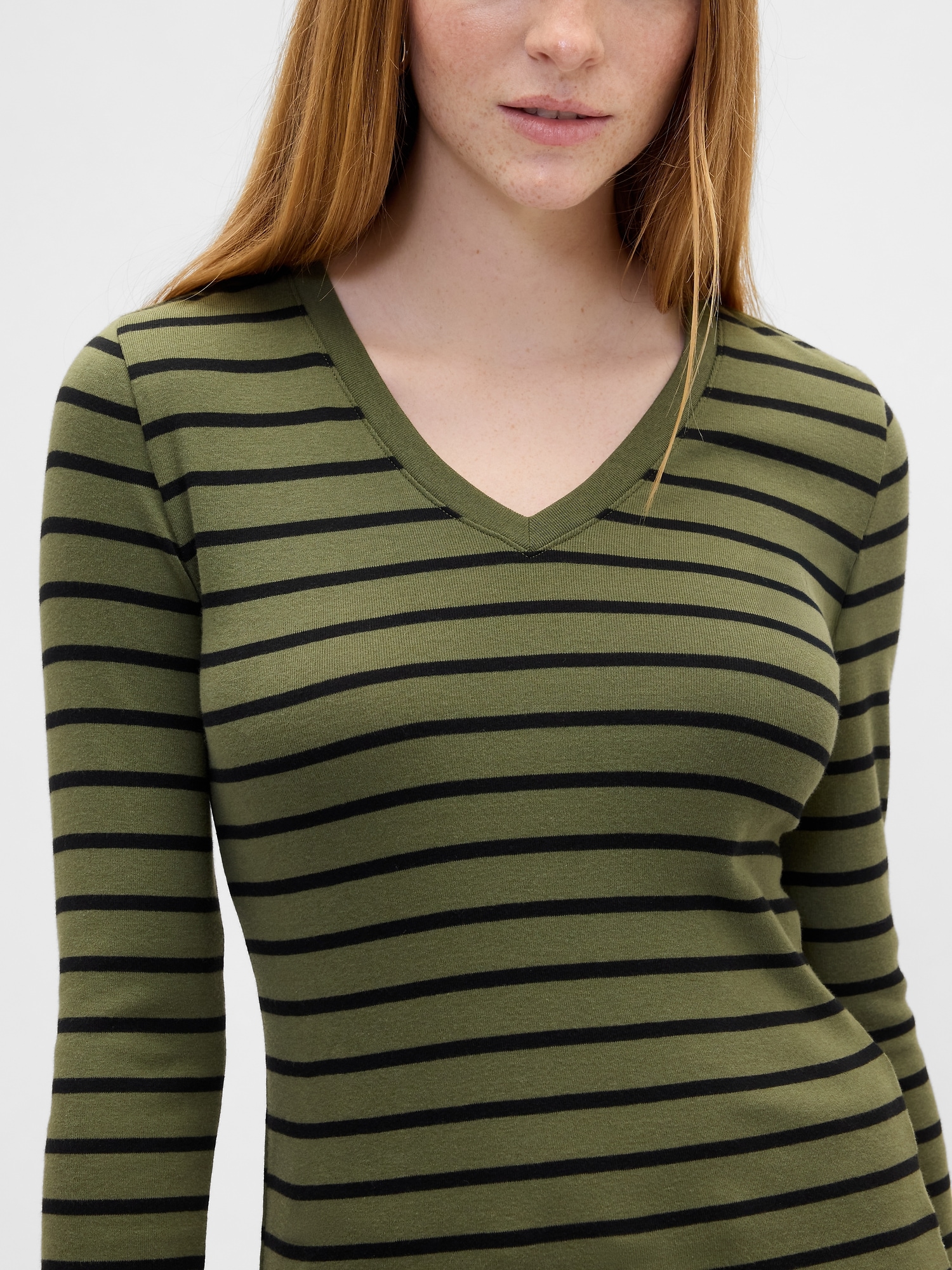 Gap Factory Stripe V-neck T-shirt In Multi