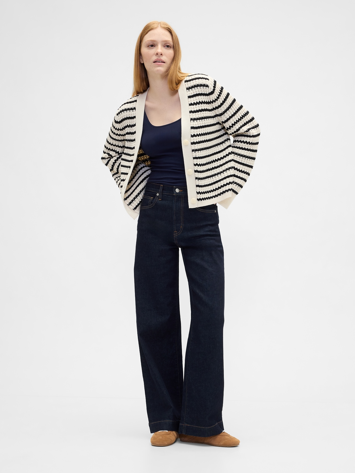 Gap Factory Relaxed Waffle-knit Cardigan In Blue